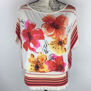 FYLO FLORAL BLOUSE ELASTIC WAIST SIZE SMALL